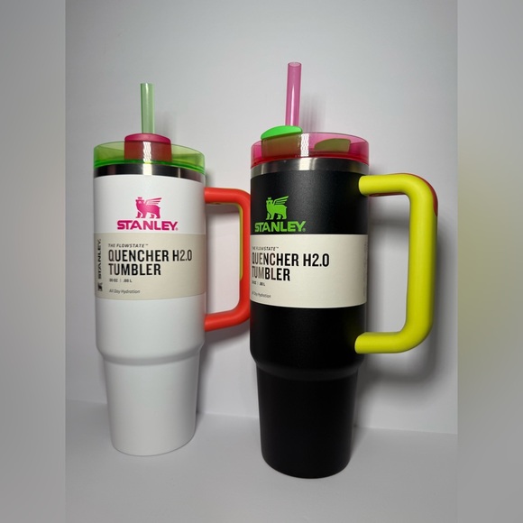 Stanley Limited Edition WHITE NEON + BLACK NEON 30oz Quencher Tumbler Set BNWT - Picture 2 of 15